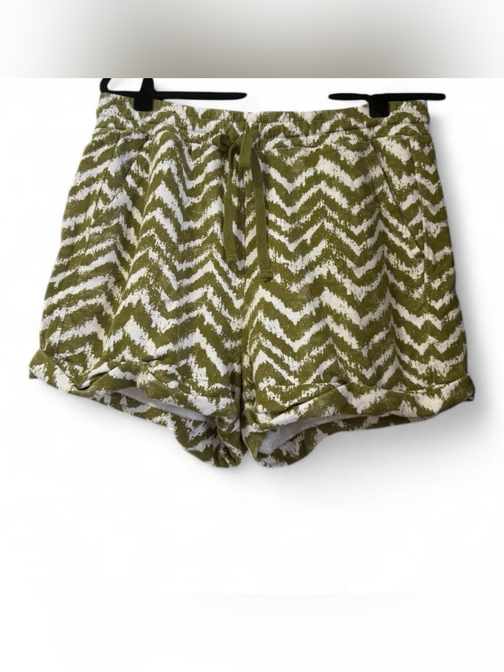 Daily Practice by Anthropologie Lounge Shorts - Green and White Chevron